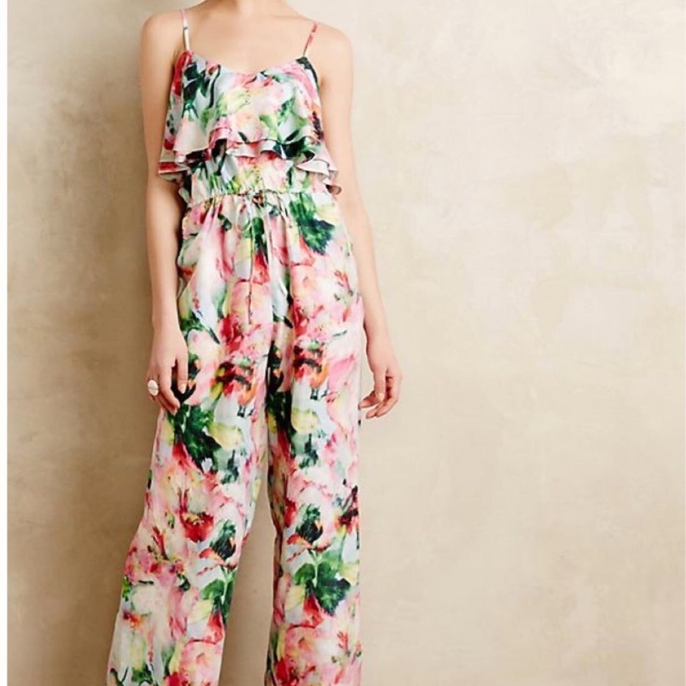Anthropologie Ikebana silk jumpsuit
